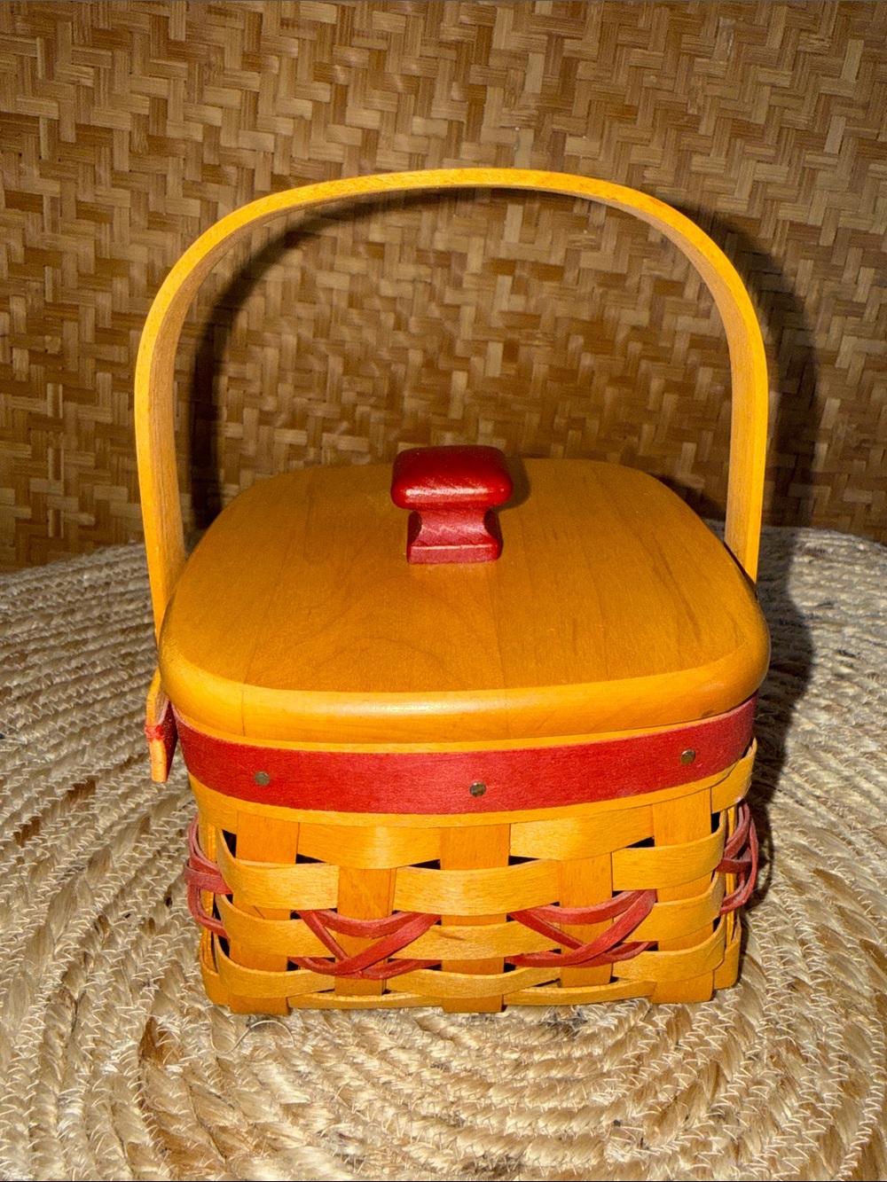 Longaberger 2000 Let It Snow Tree Trimming Basket w Lid Tie-On - Picture 3 of 13